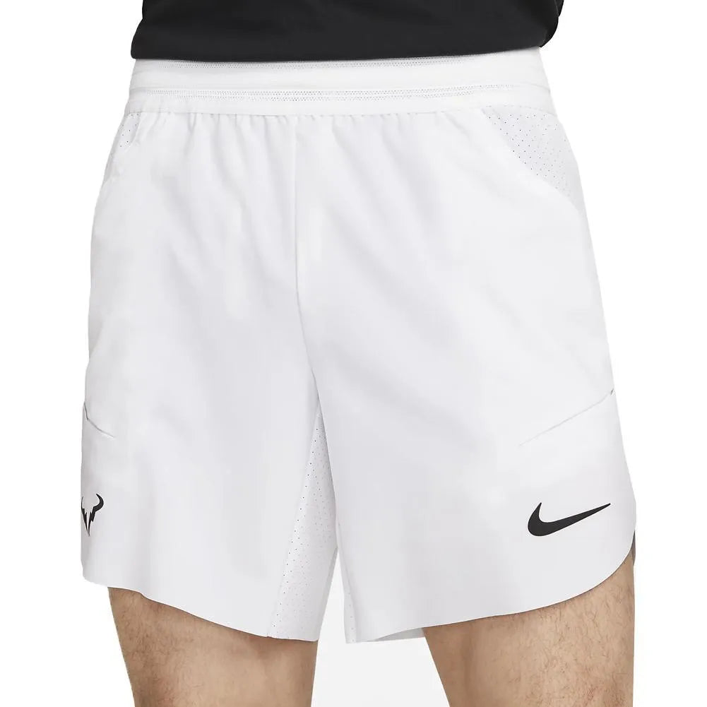 Mens Rafa 7 Inch Dri-Fit Advance Tennis Shorts White and Black