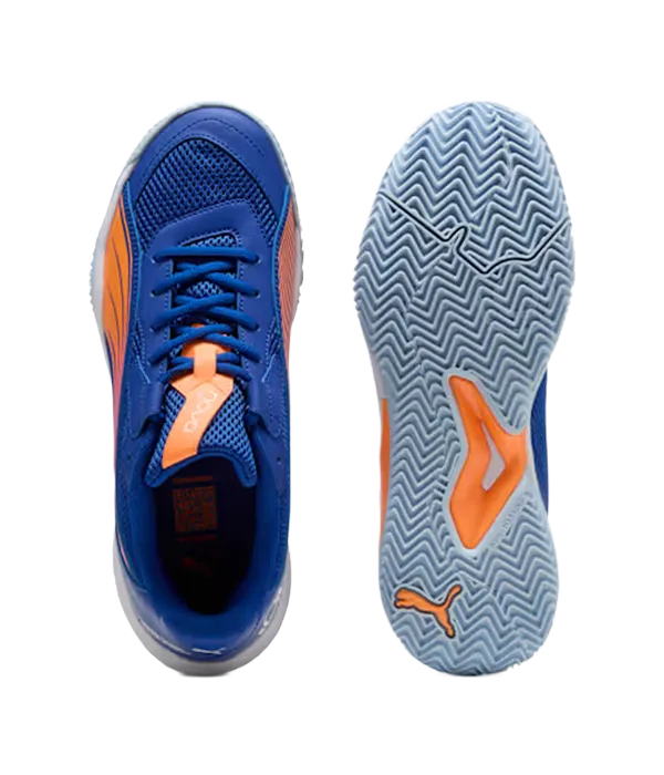 Padel Shoes Puma Nova Court Blue Fire/White/Red 2025 Momo Gonzalez