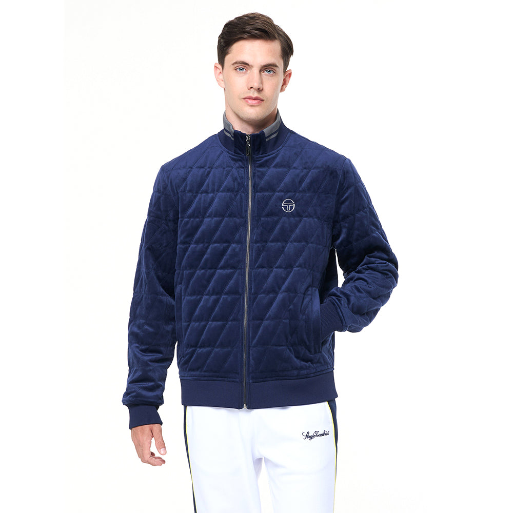 Sergio Tacchini Redi Quilted Velour Bomber Jacket - Maritime Blue