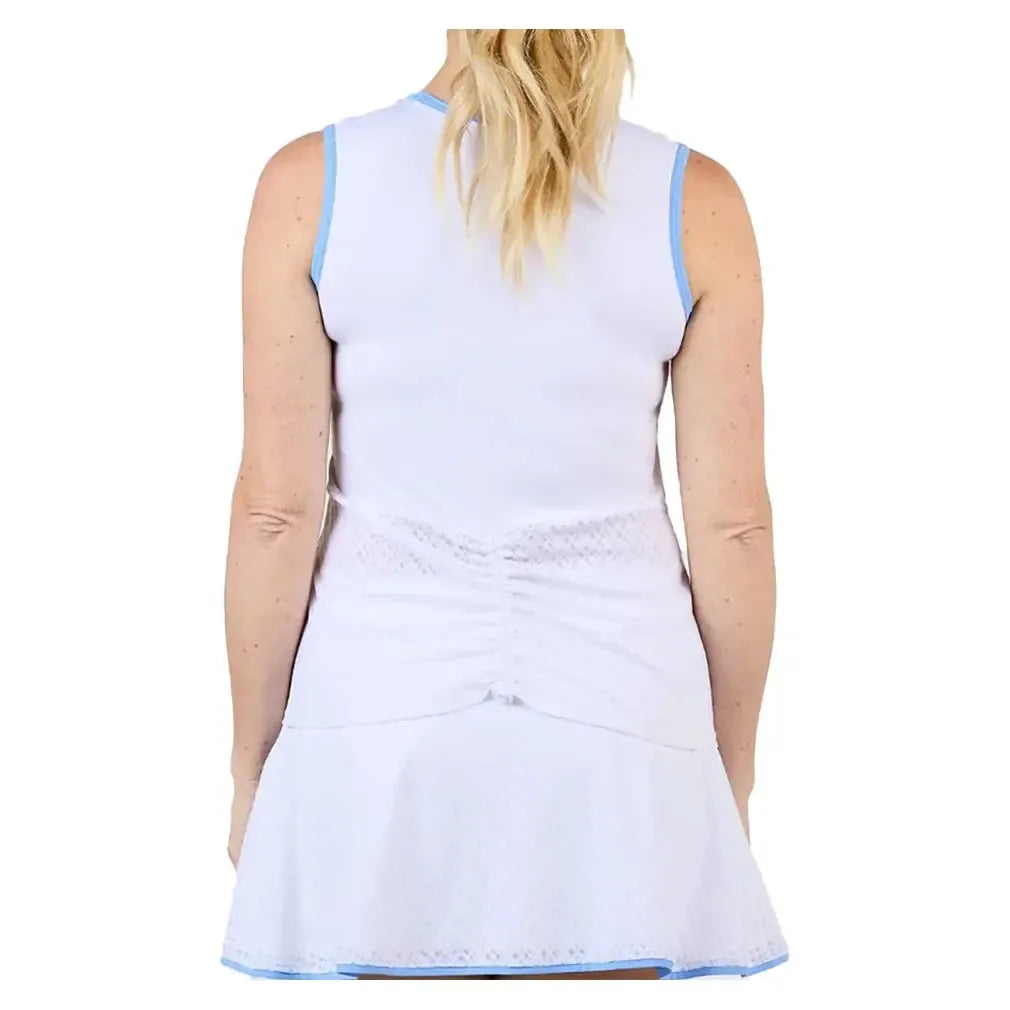 Women's Sleeveless Tennis Top White and Periwinkle