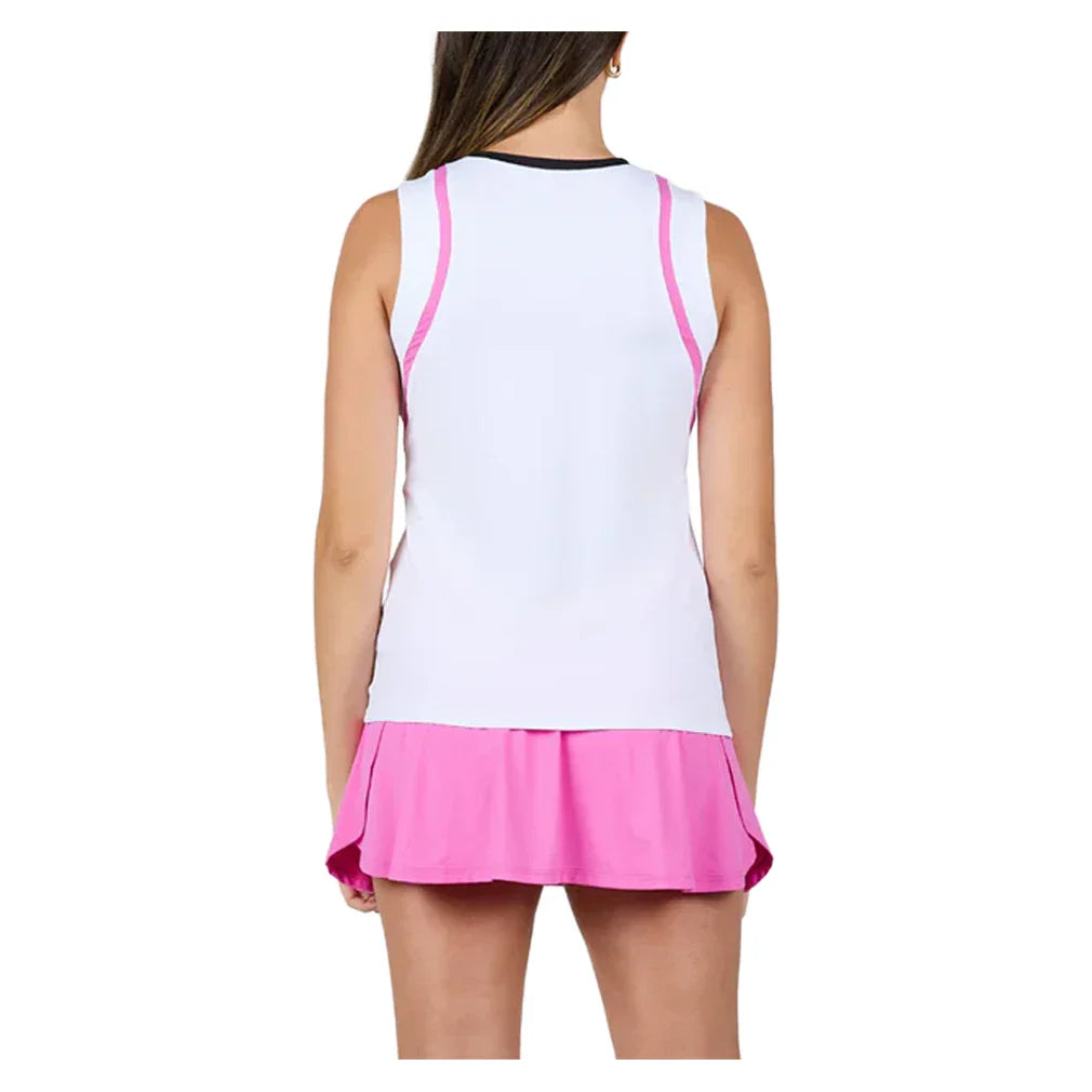Women's Style Icons Full Tennis Tank White and Super Pink