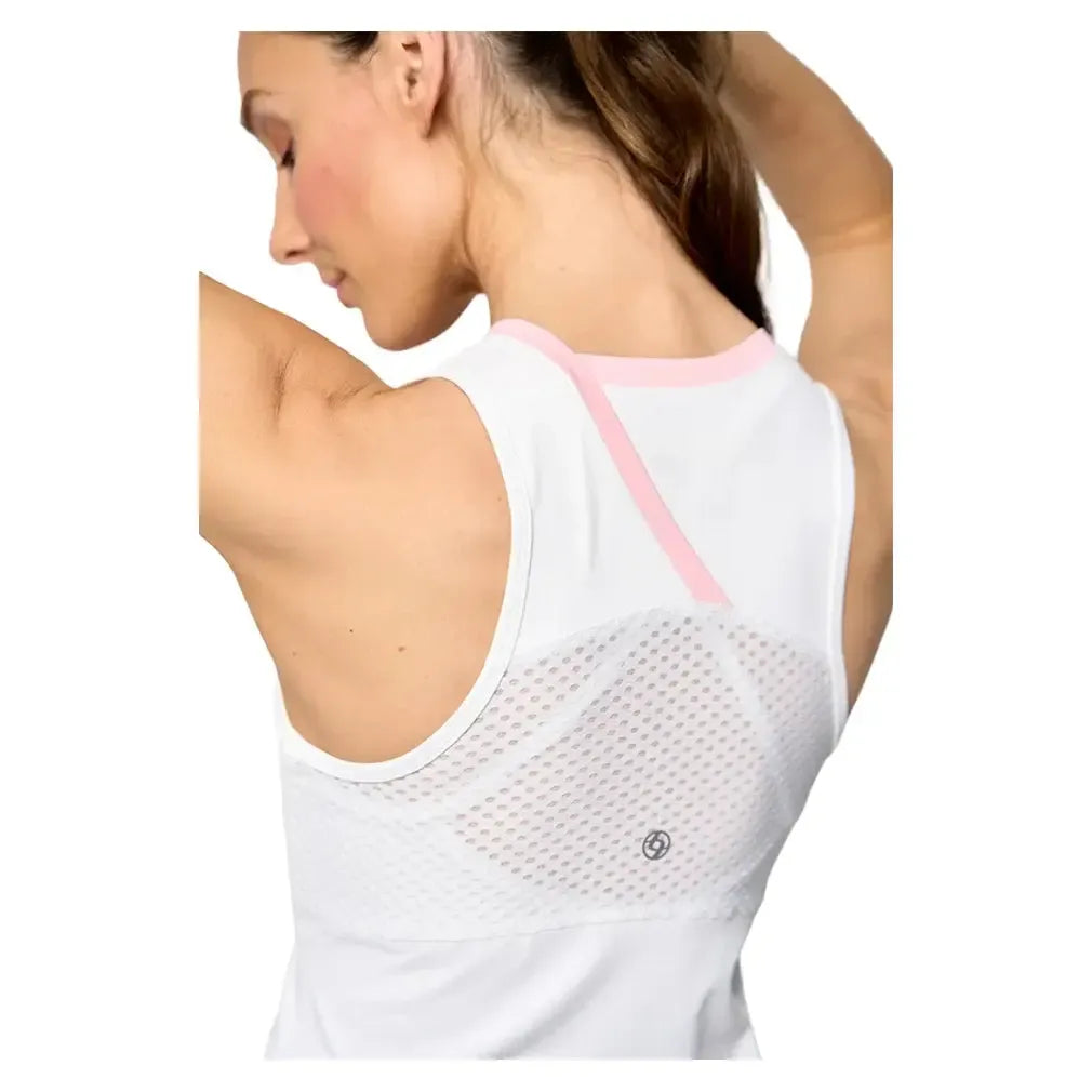 Women's Peek Tennis Tank White and Carnation