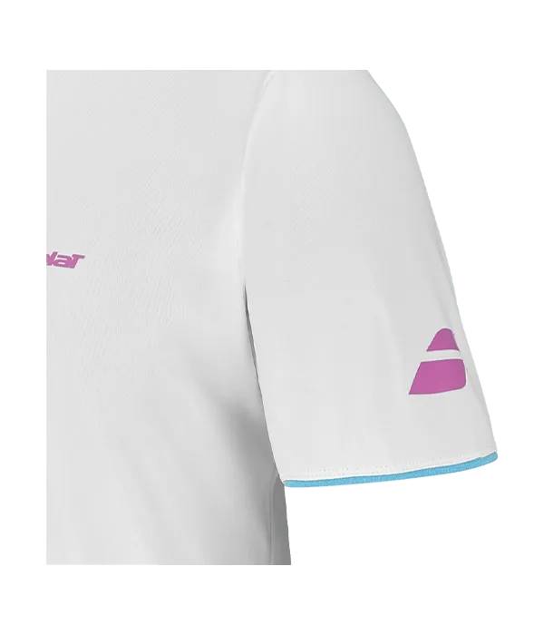 Camiseta Babolat Crew Neck White Logo Rosa 2025 J. Lebrón