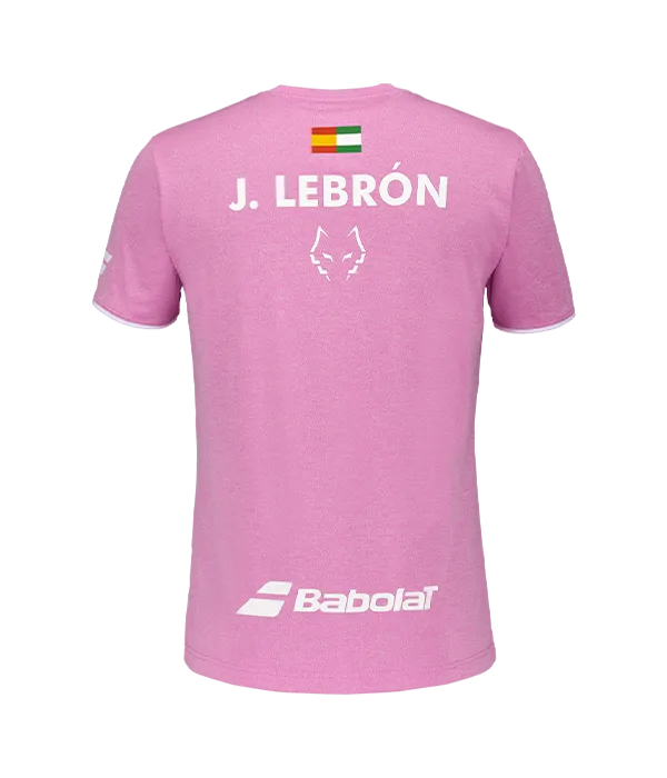 Camiseta Babolat Crew Rosa Logo White 2025 J. Lebrón