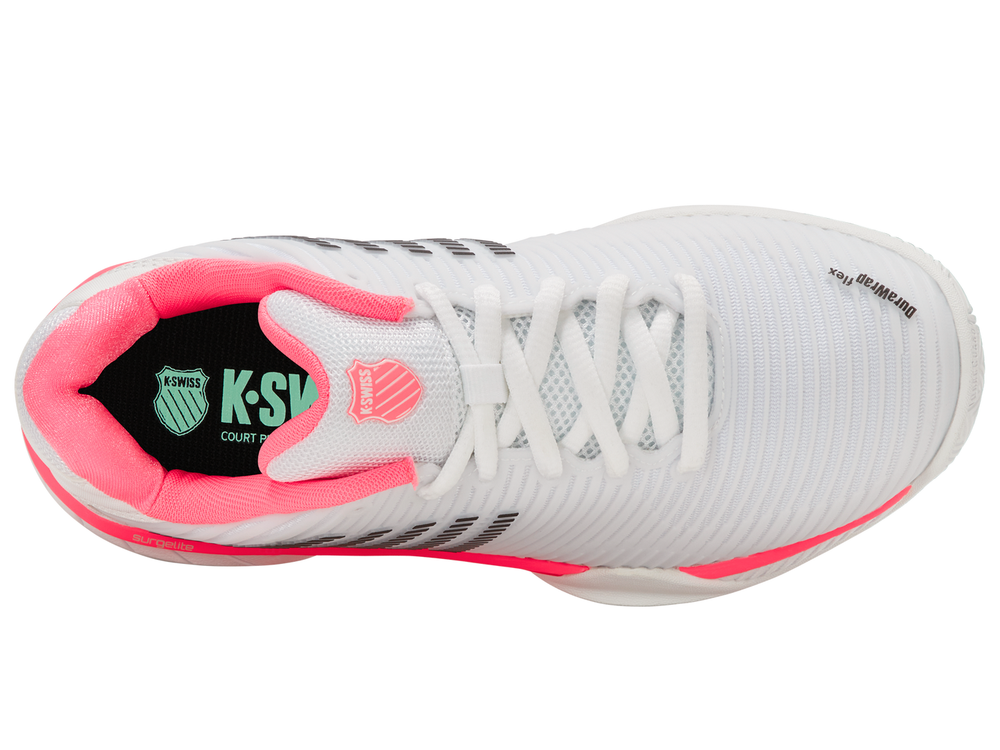 K-Swiss Women's Shoes Hypercourt Express 2-Wide | White/Neon Pastel Pink/Black