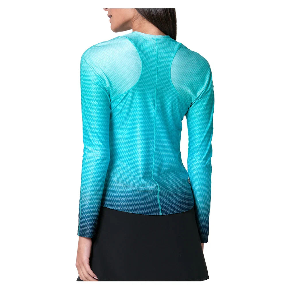 Women's In It To Win It Long Sleeve Tennis Top Aquamarine