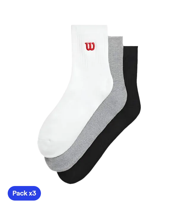 Socks Wilson Quarter Top Bright White/Black/Grey (Pack x3) 2025