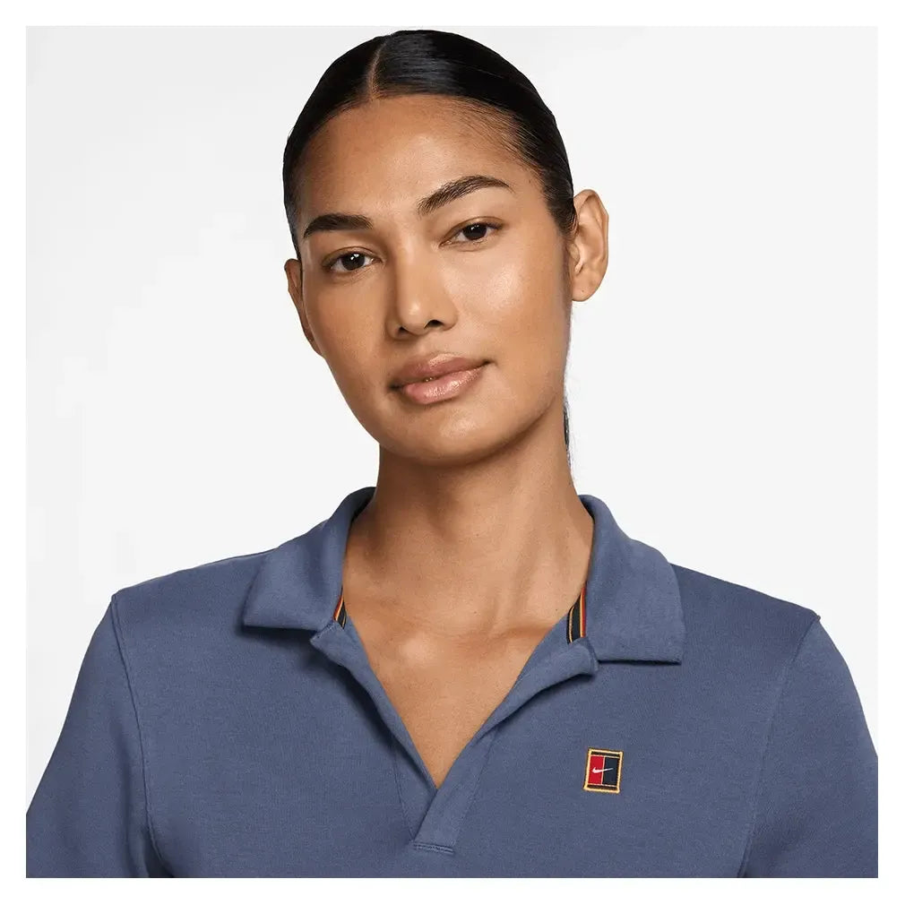Women's Court Heritage Short-Sleeve Cropped Tennis Polo Diffused Blue