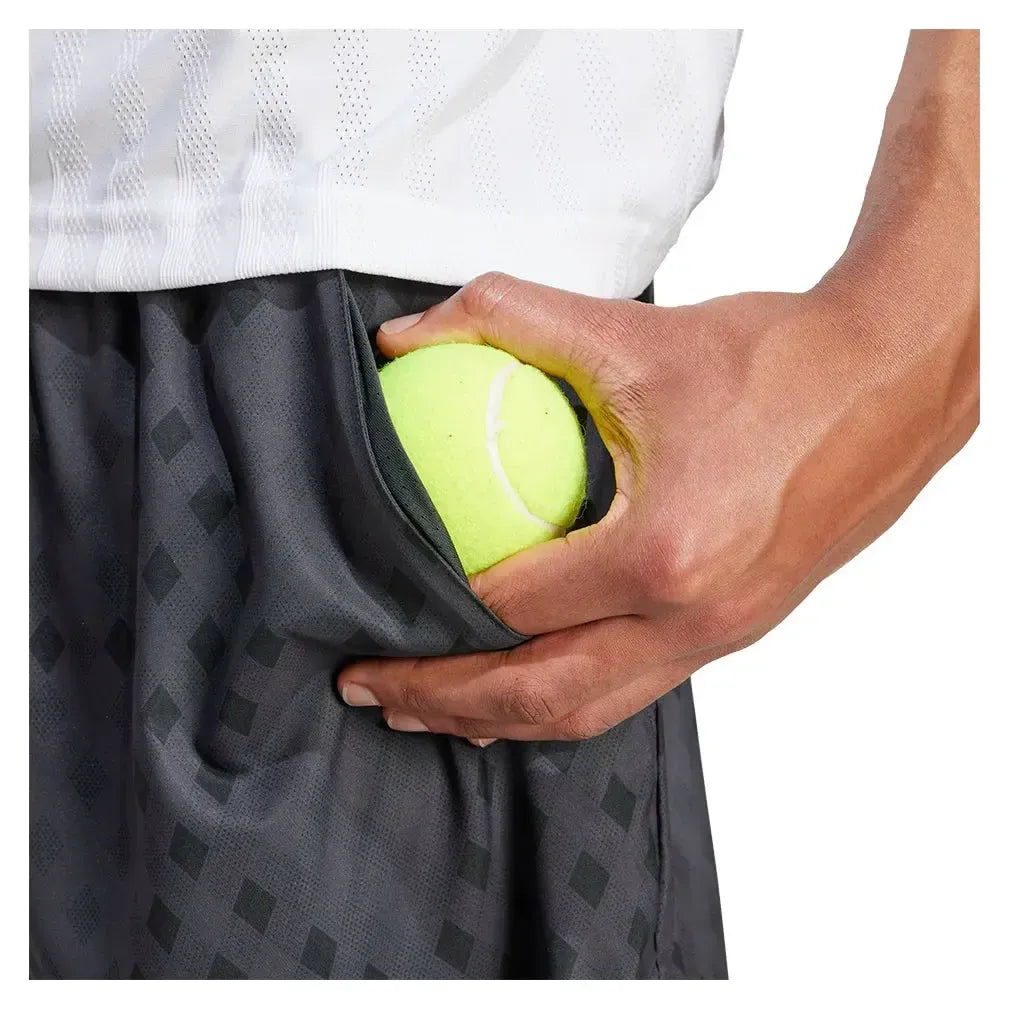 Men's Club Graphic 9 Inch Tennis Short Carbon and Black