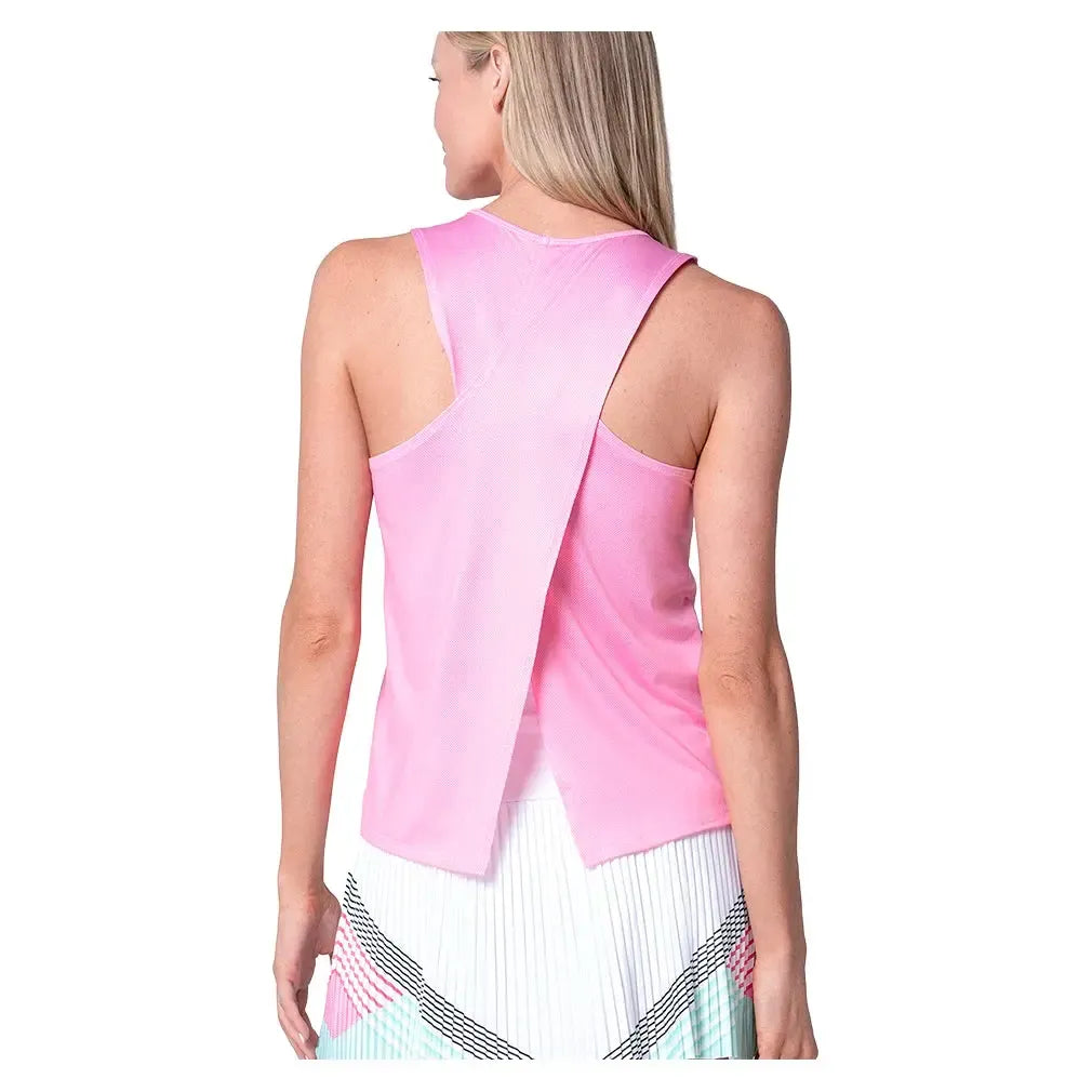 Women's Cross Back Tennis Tank Techno Pink
