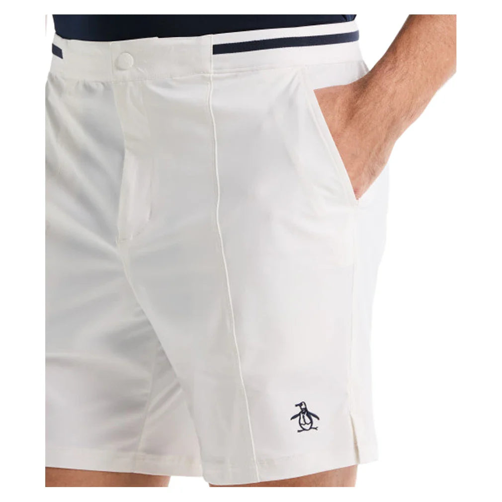 Men's 7 Inch Heritage Waistband Stripe Tennis Shorts Bright White