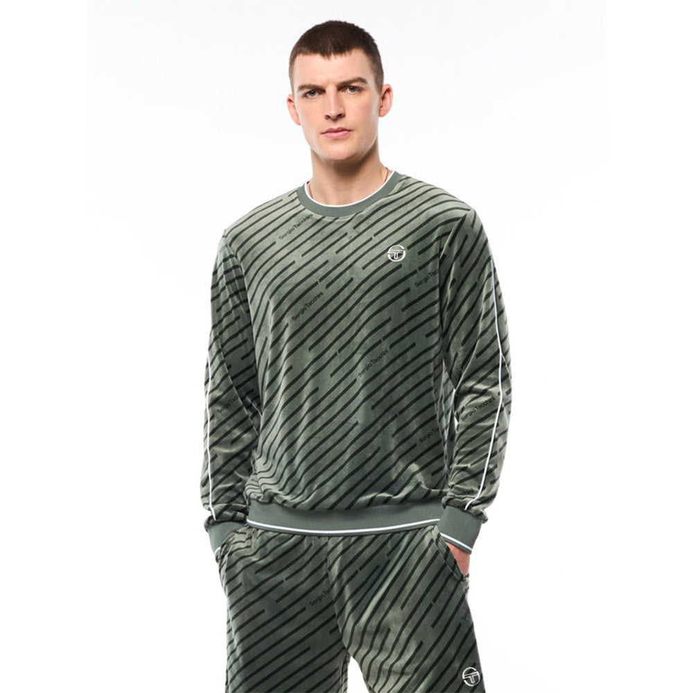 Sergio Tacchini Obliquo Velour Crewneck | Agave Green