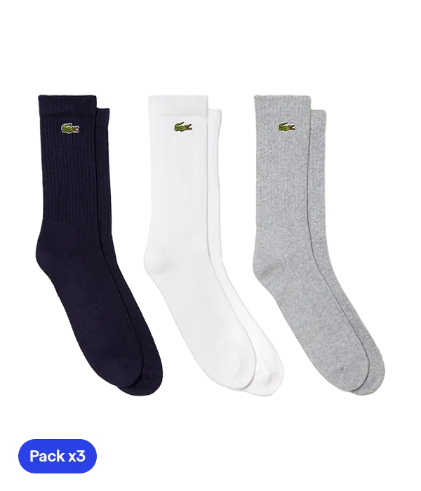 Socks Lacoste Sport Blanco/Gris/Azul (Pack x3)