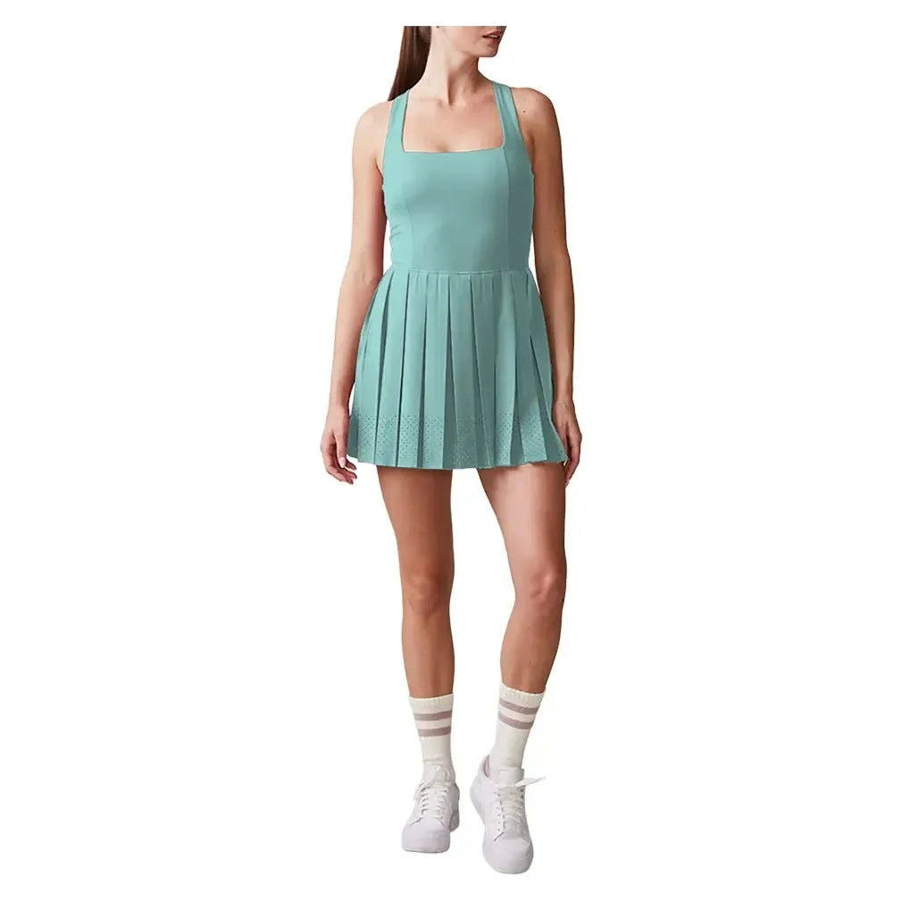 Women's Sleeveless Cross Back Pleated Tennis Dress Blue Frost