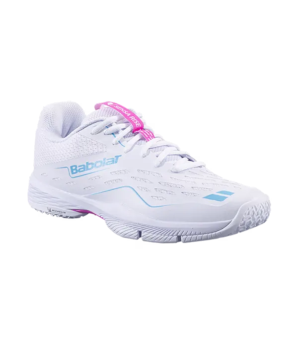 Padel Shoes Babolat Sensa Rise Mujer White/Rhodamine Red 2025