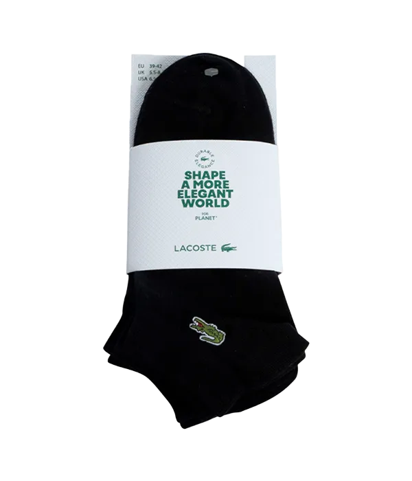 Socks Lacoste Cortos Negro (Pack x3)