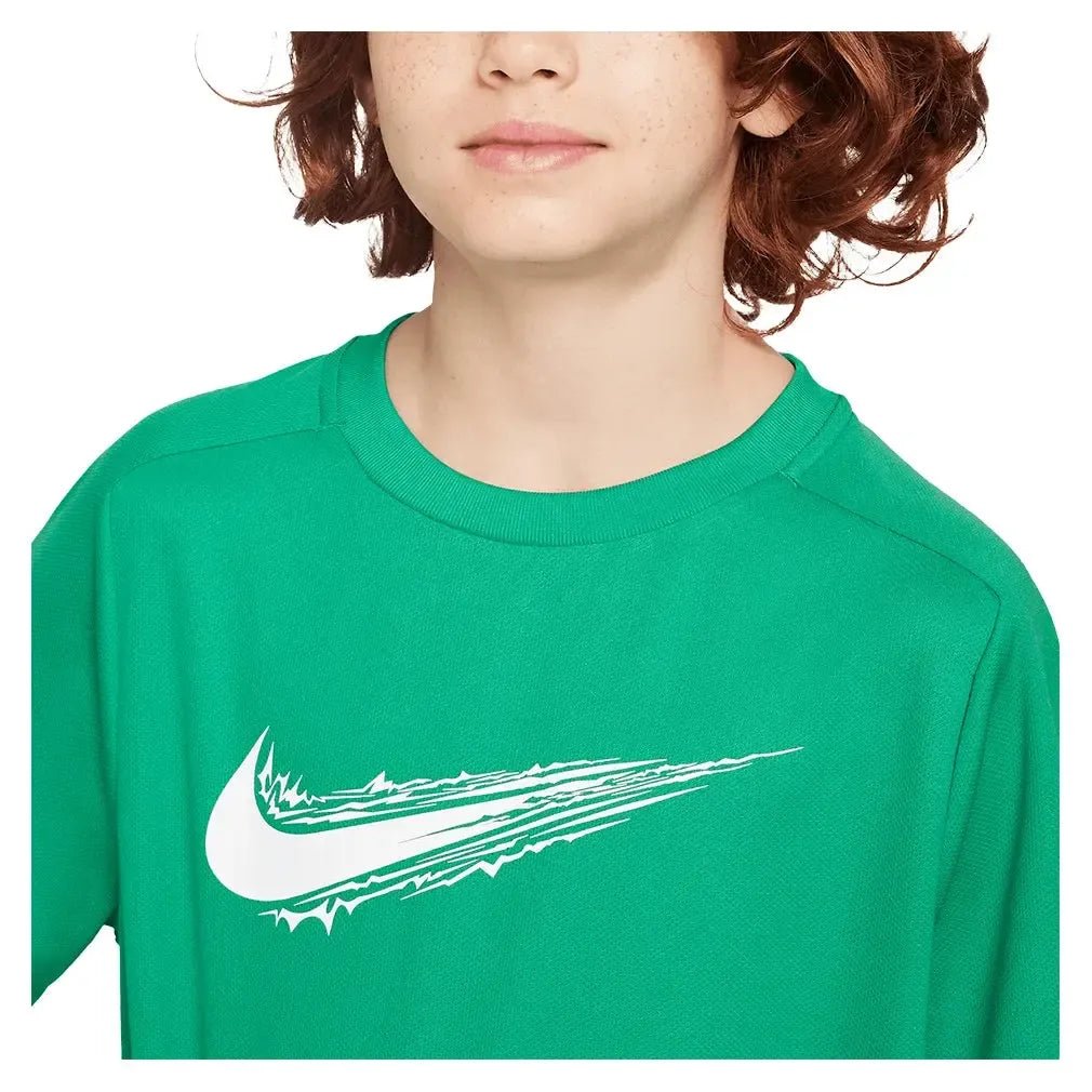 Boys' Dri - FIT Multi Short Sleeve Training Top Stadium Green and WhiteTienda Tennis