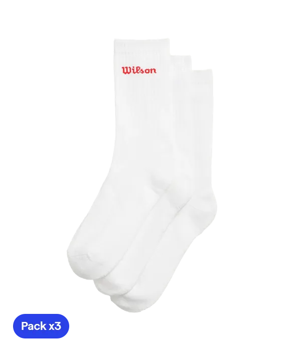 Socks Largos Wilson U Crew Logo White 2025 (Pack x3)
