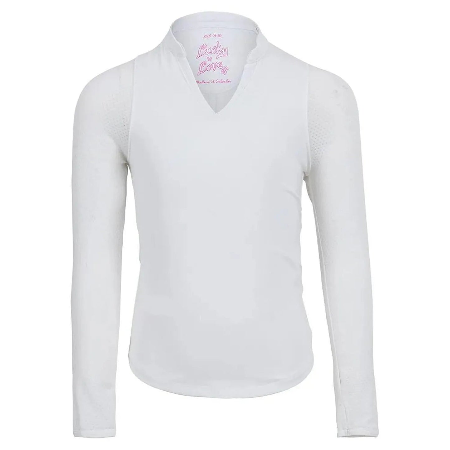 Girls' Mandarin Collar Long Sleeve Tennis Top WhiteTienda Tennis