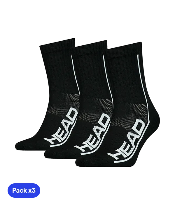 Socks HEAD Performance Crew Negro 2025 (Pack x3)