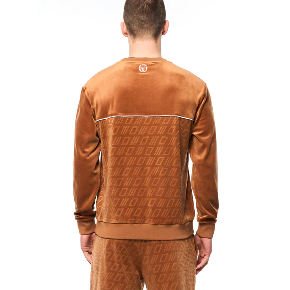 Sergio Tacchini Bandiera Debossed Velour Crewneck | Sugar Almond