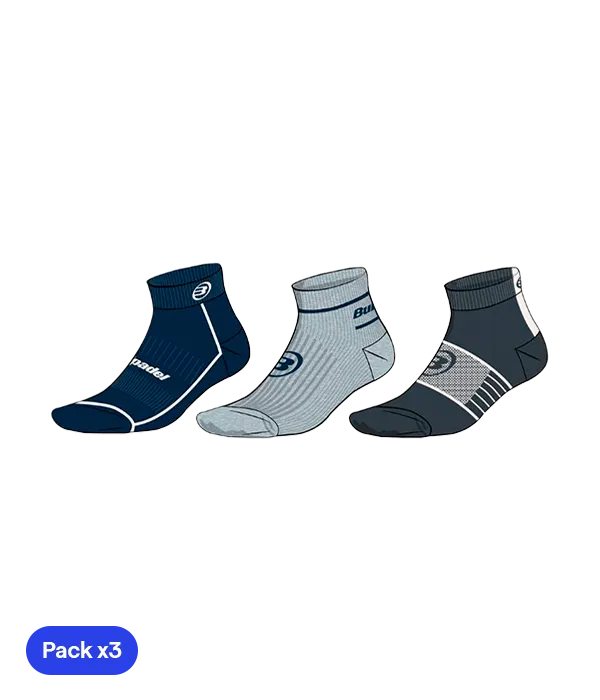 Socks Bullpadel BP254 Negro/Gris/Azul Marino 2025 (Pack x3)