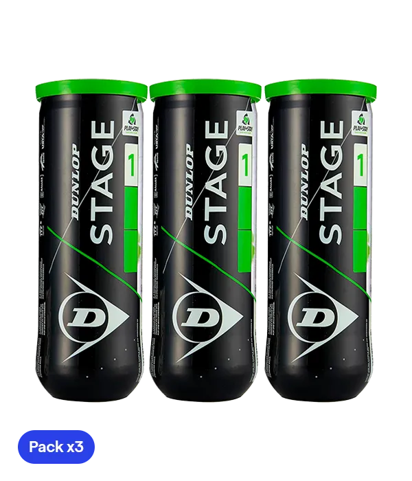 Balls Dunlop Stage 1 Verde Tenis (Pack x3)