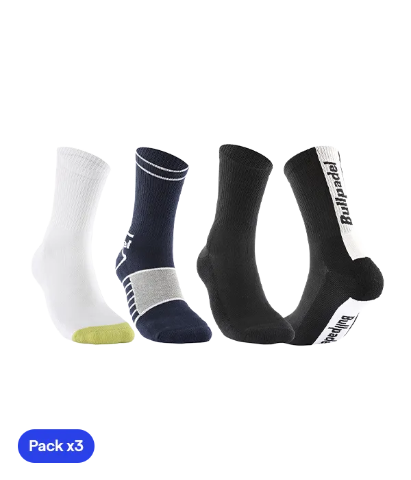 Socks Bullpadel BP255l Negro/Verde/Azul Marino 2025 (Pack x3)