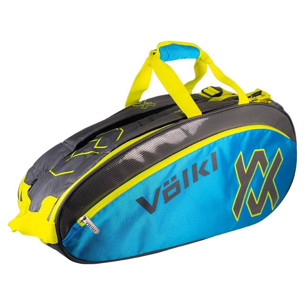 Tour 6 Pack Tennis Bag Charcoal and Neon BlueTienda Tennis