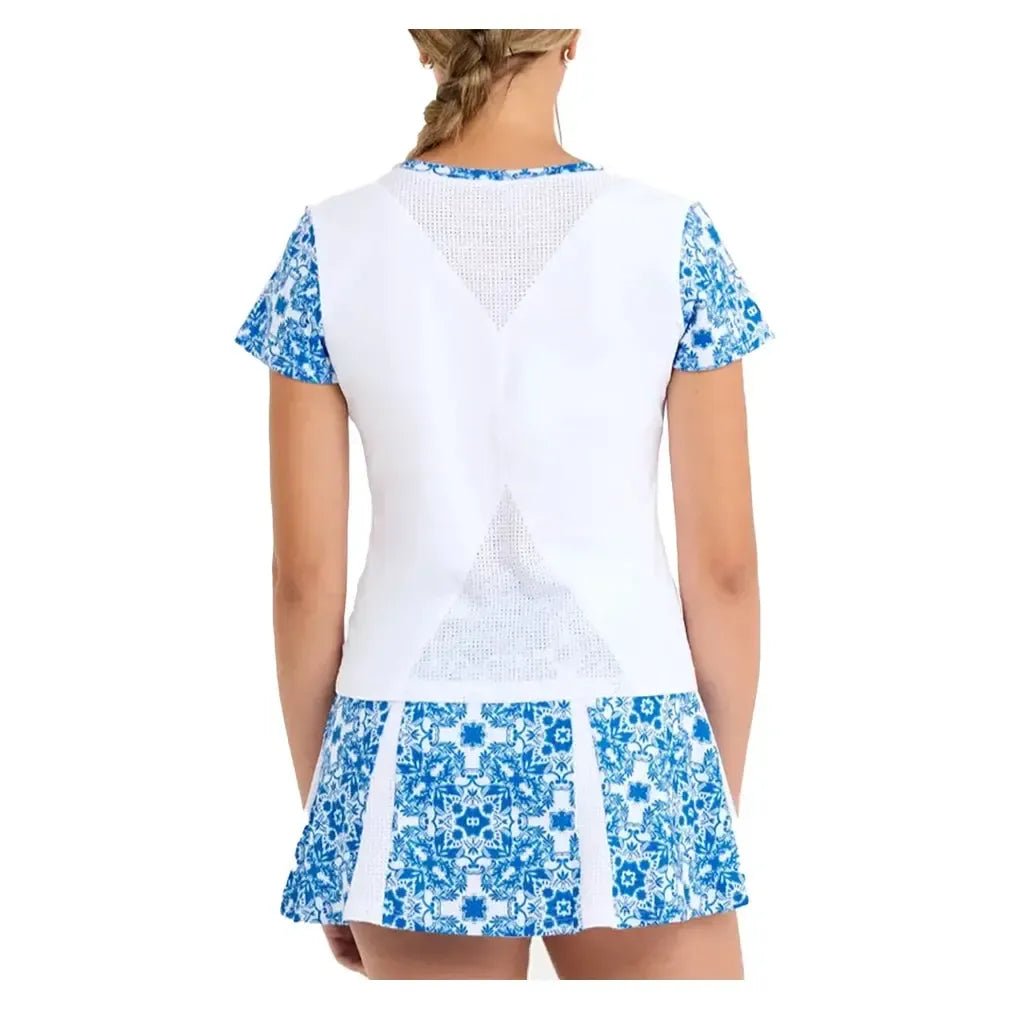 Women's Short Sleeve Tennis Top White and Sandra TilesTienda Tennis