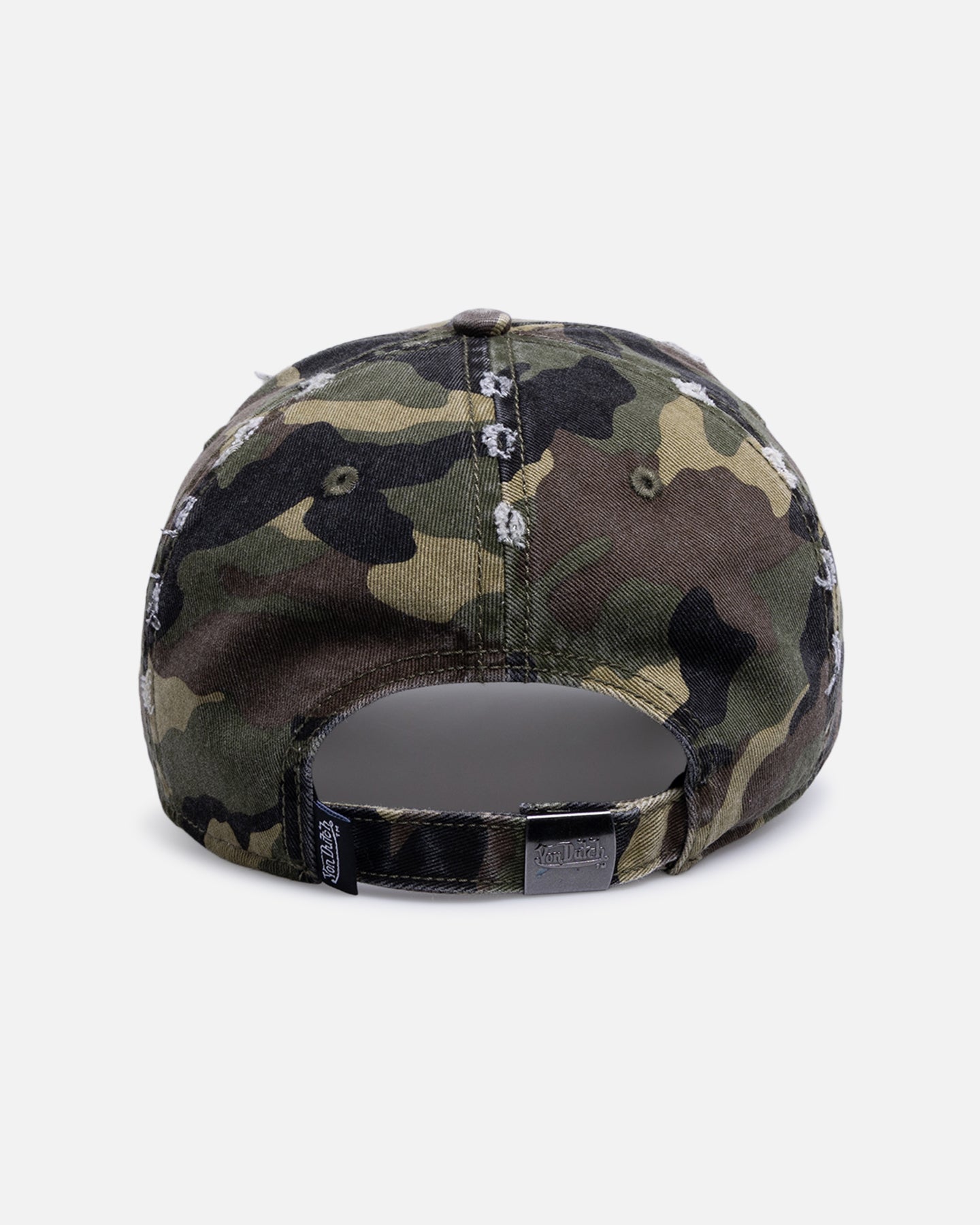 Von Dutch Cross Distressed Strapback Cap Camo
