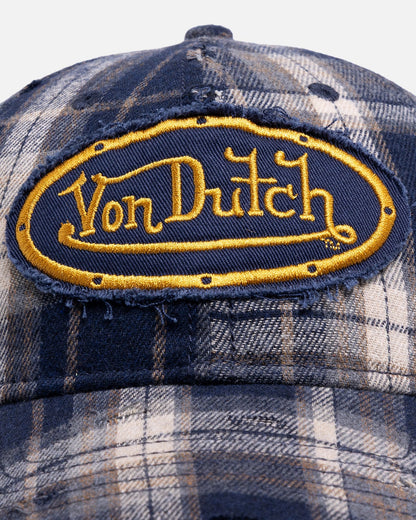 Von Dutch Gingham Dad Strapback Cap Blue