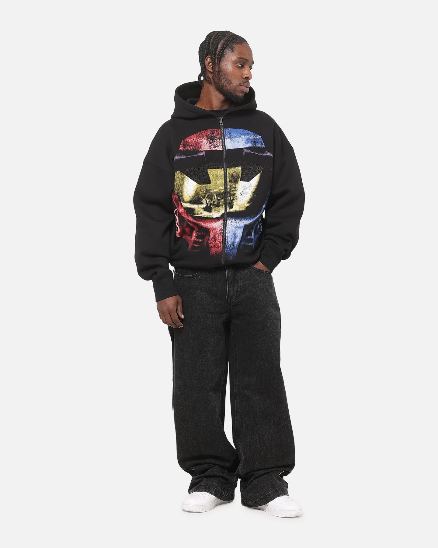 73Studio X Halo Xbox Red Vs Blue Split Hoodie Black
