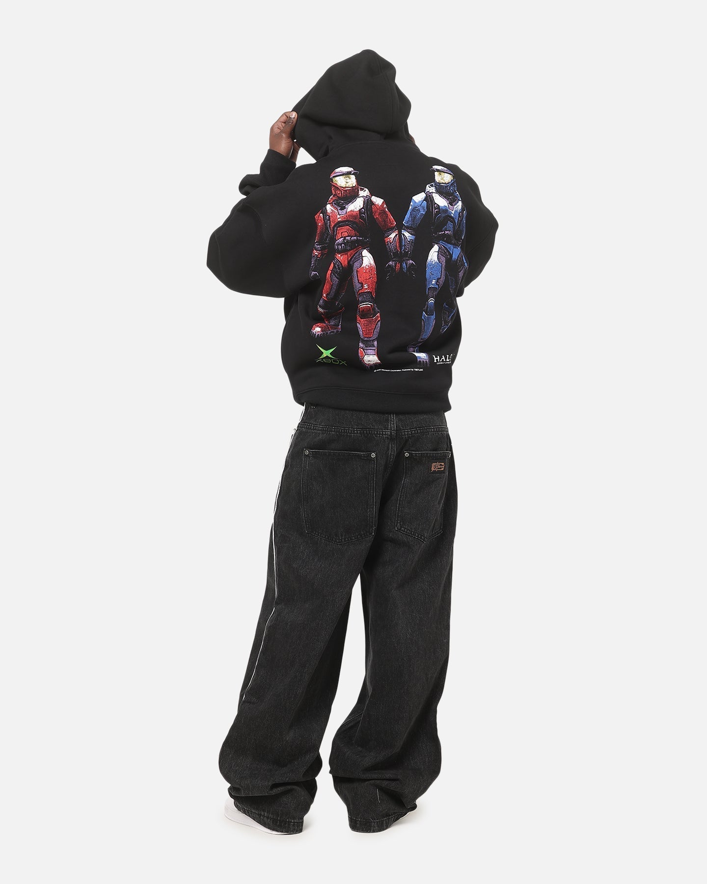 73Studio X Halo Xbox Red Vs Blue Split Hoodie Black