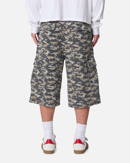 MNML Distressed Ultra Baggy Cargo Shorts Camo