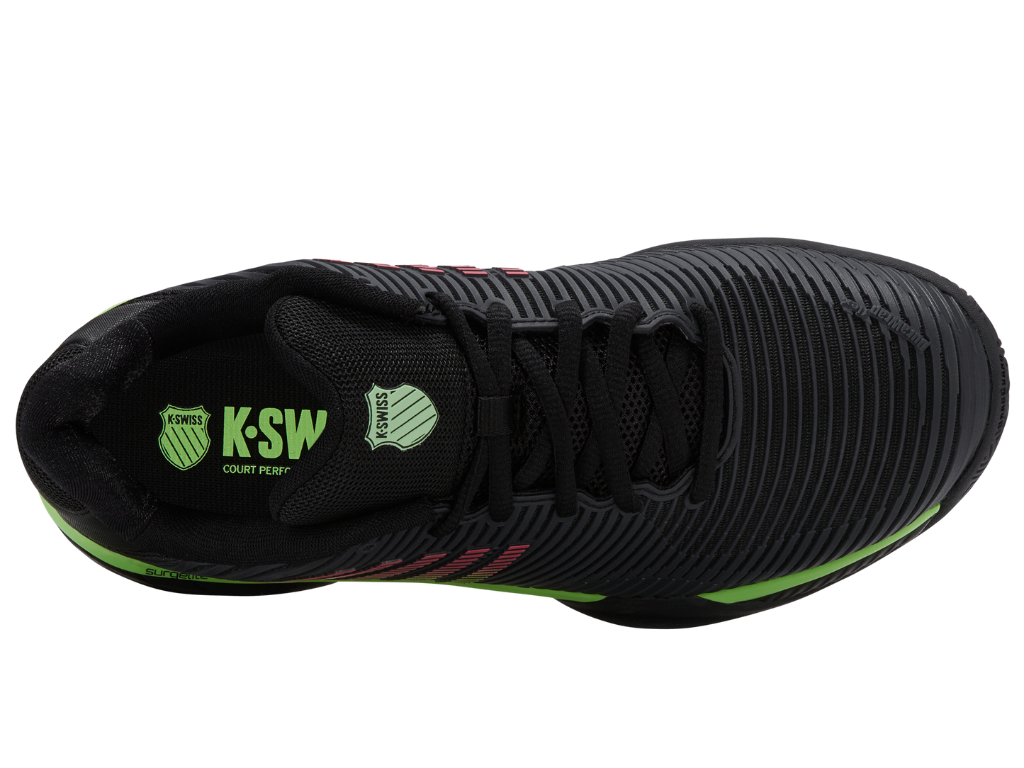 K-Swiss Men's Shoes Hypercourt Express 2-2E | Black/Soft Neon Green/Neon Lava