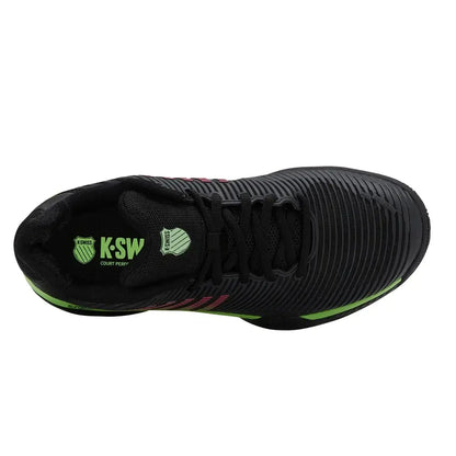 Men's Hypercourt Express 2 2E Width Tennis Shoes Black and Soft Green