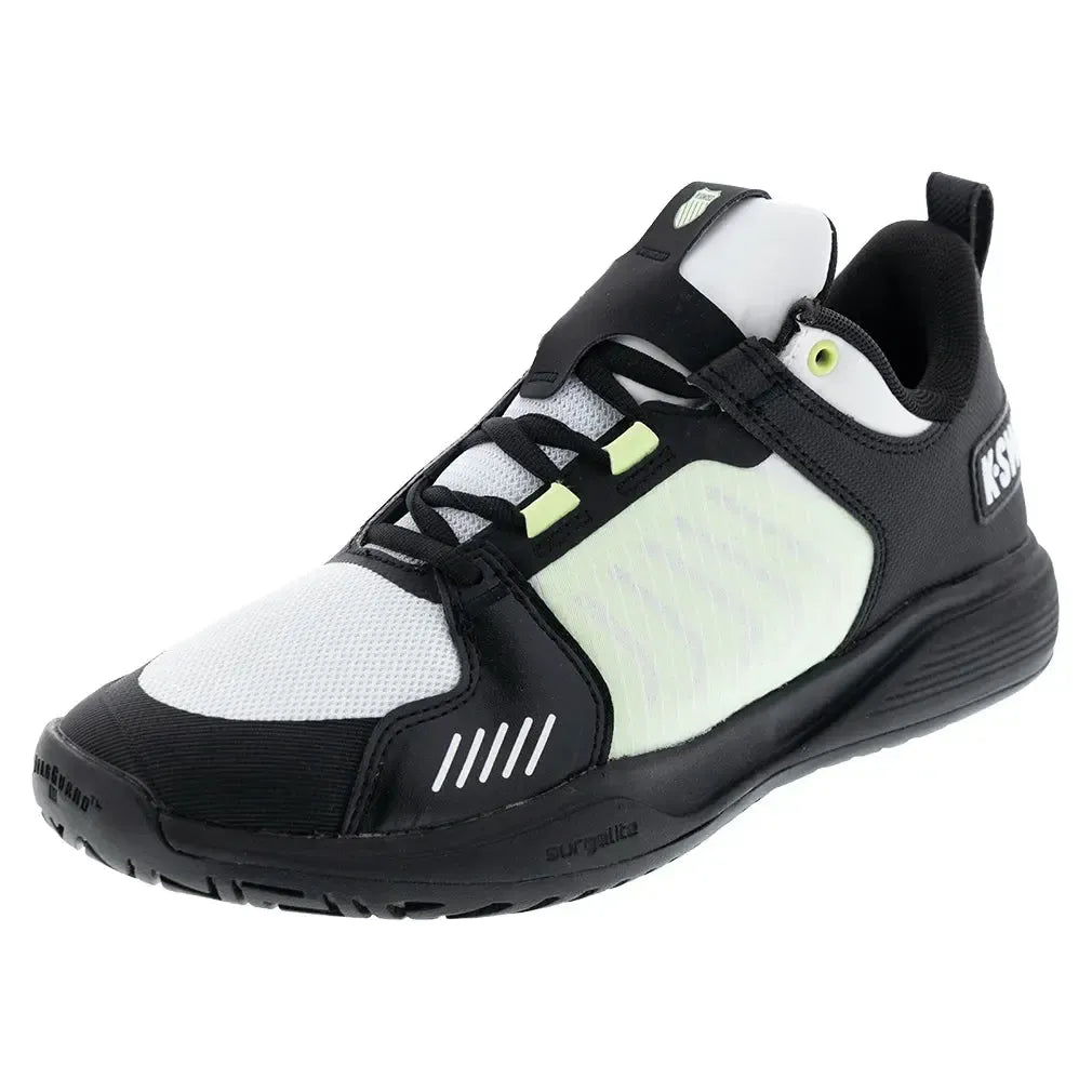 Men's Ultrashot Team Tennis Shoes Black and White-Footwear-K-Swiss-07395-064F25copy-Tennis Express