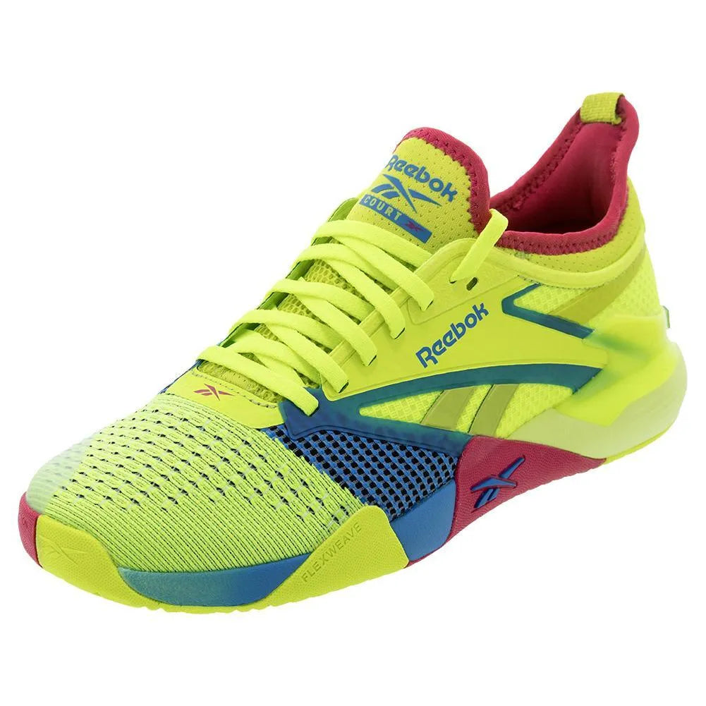 Unisex Nano Court Shoes Digital Lime and Aqua-Footwear-Reebok-100208444-F2401-X-Tennis Express