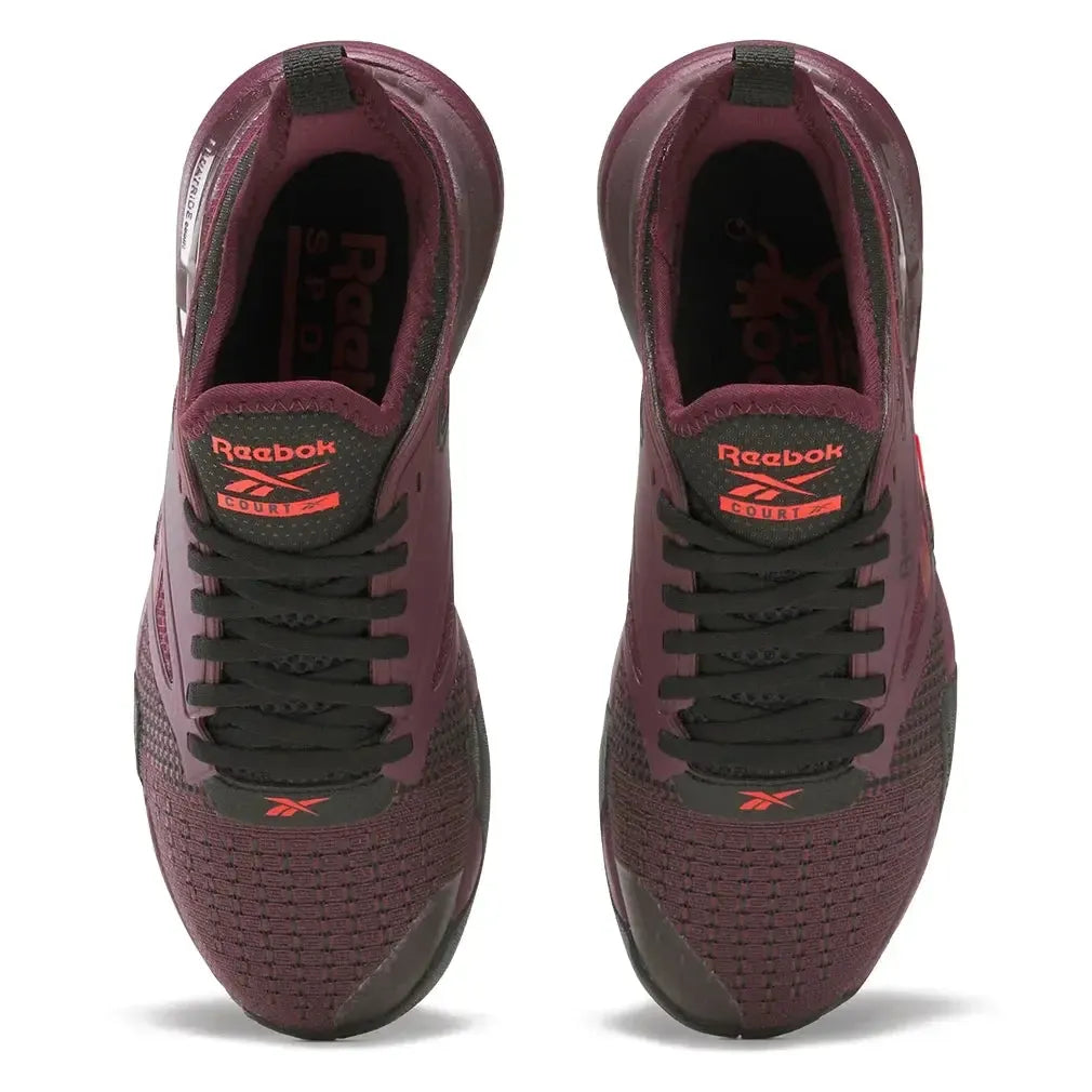 Women's Nano Court Training Shoes Black Cherry and Black