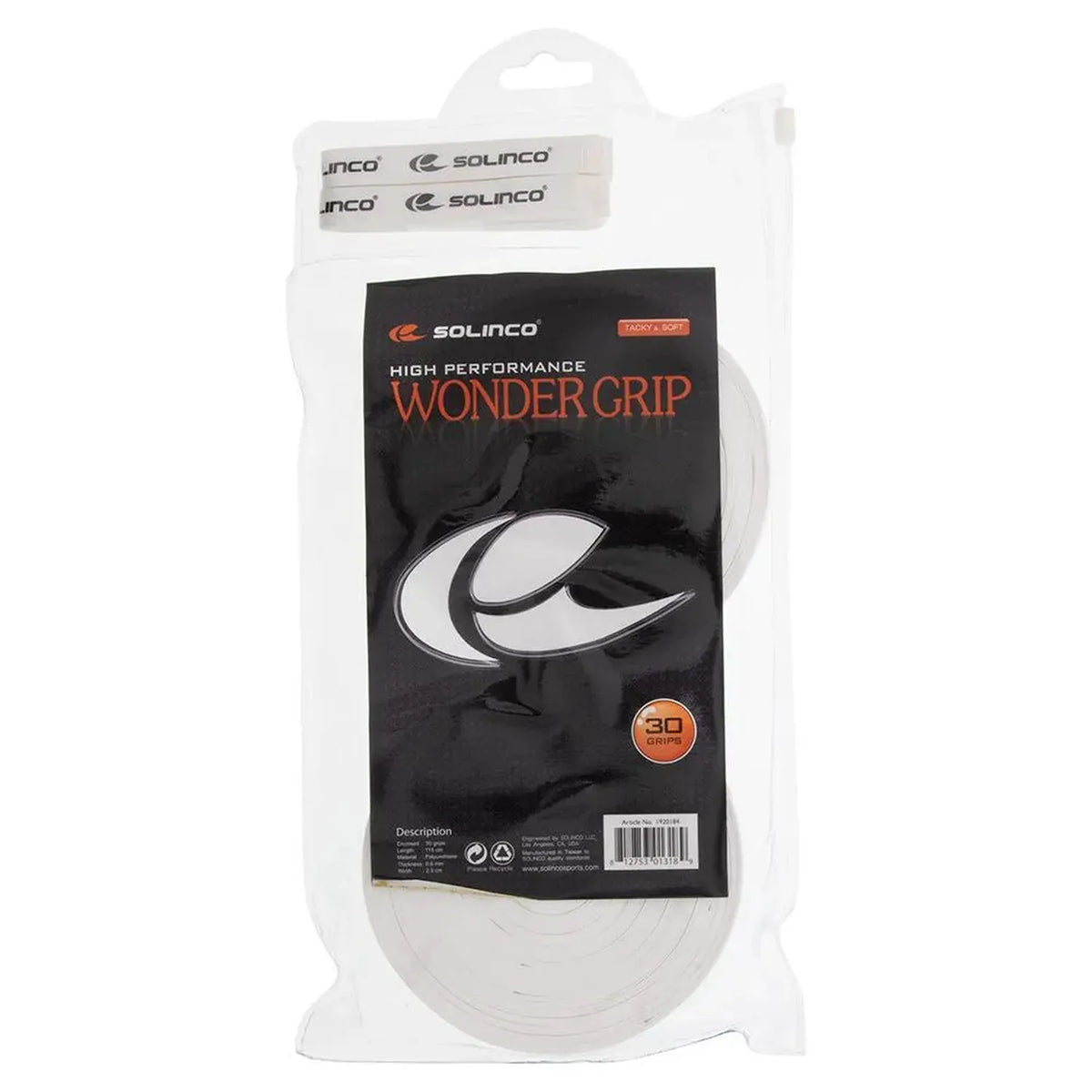 Wonder Tacky Tennis Over Grip White 30 Pack-Accessories-Solinco-100903-DEFAULT-L-Tennis Express