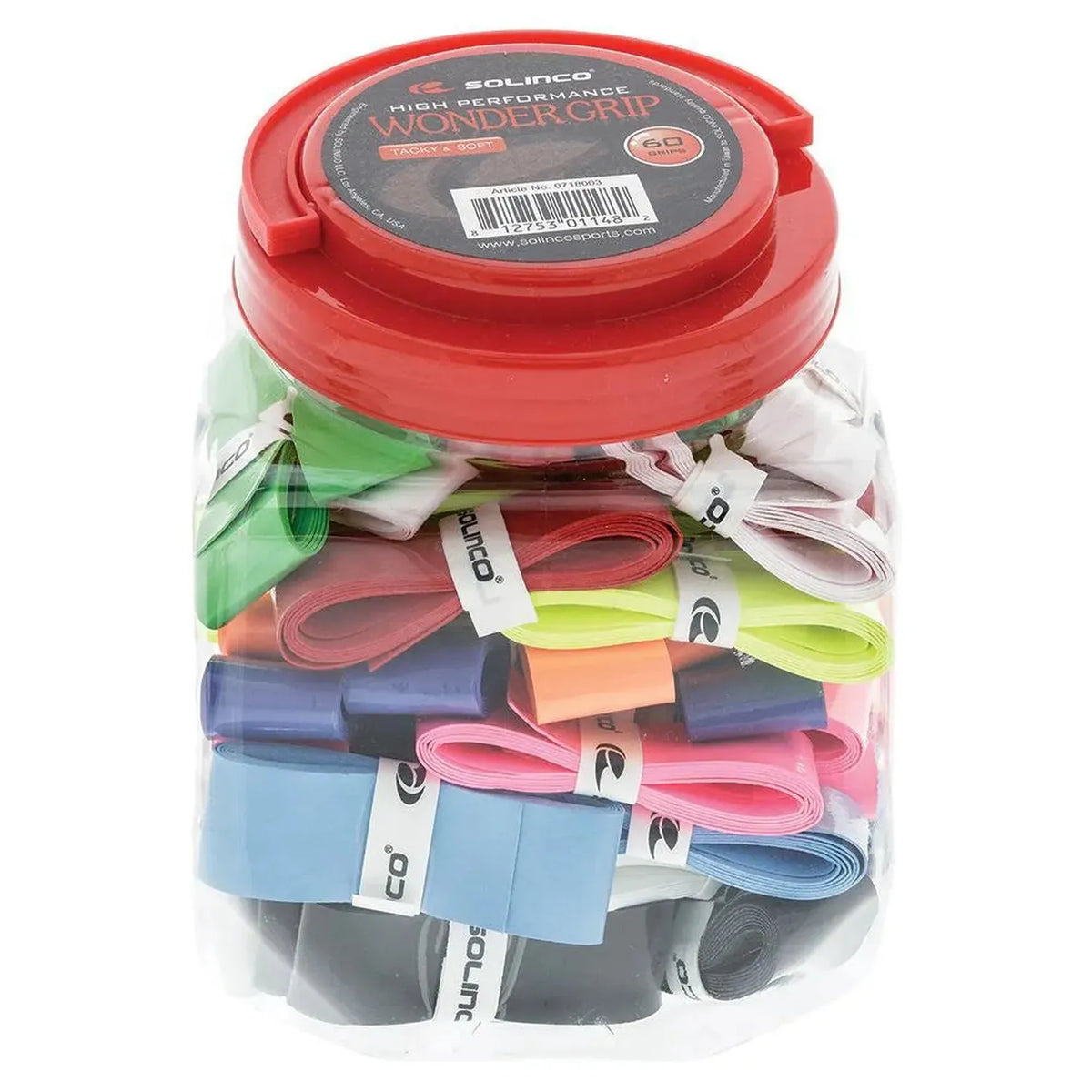 Wonder Tacky Tennis Over Grip 10 Color Assortment Jar 60 Pieces-Accessories-Solinco-100948-DEFAULT-L-Tennis Express