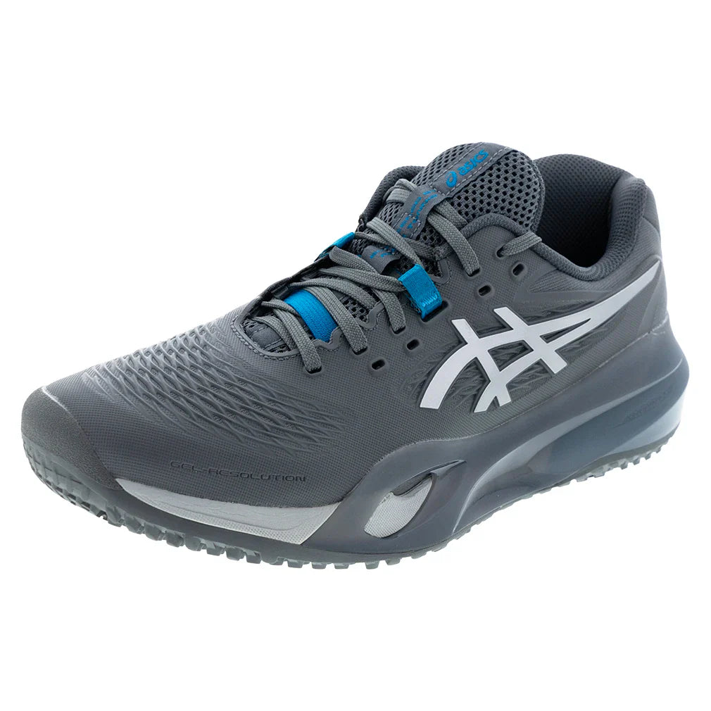 Men's GEL-Resolution X Omnicourt 2E Width Tennis Shoes Steel Grey and Pure Silver-Footwear-Asics-7-STEEL_GREY/PR_SV, [current_file_name-Tennis Express