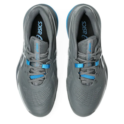 Men's GEL-Resolution X Omnicourt 2E Width Tennis Shoes Steel Grey and Pure Silver
