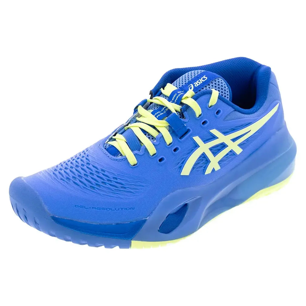 Women's GEL-Resolution X Tennis Shoes Blue Coast and Huddle Yellow-Footwear-Asics-1042A279-400U25_copy-Tennis Express