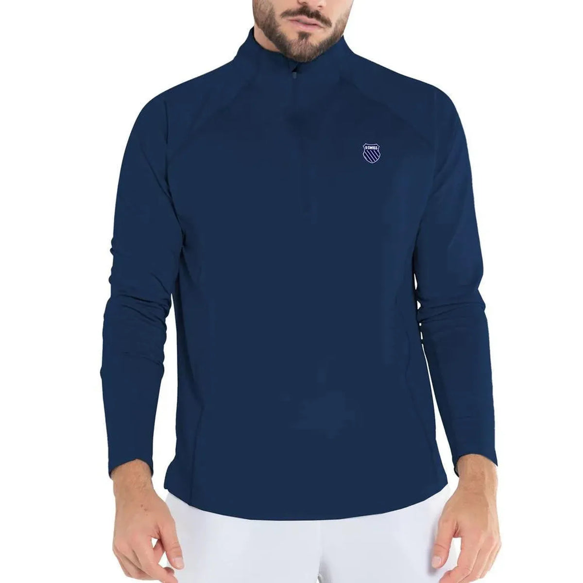 Men's Swift 1/4 Zip Tennis Long Sleeve-Apparel-K-Swiss-107488-474_MALIBU-L-Tennis Express