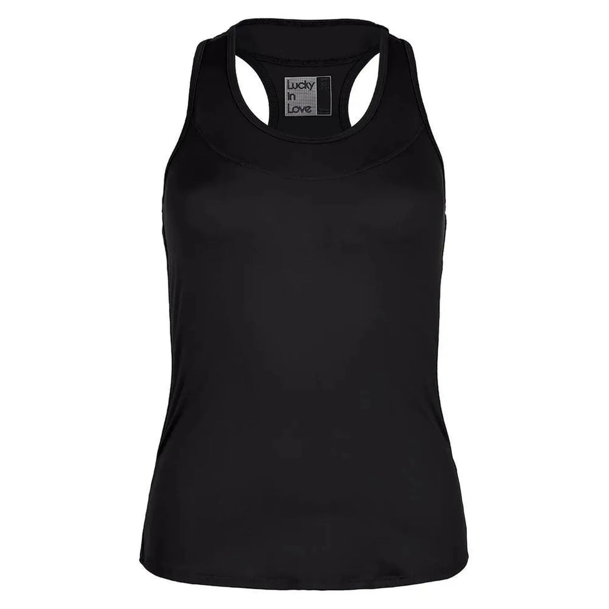 Women's Team Racerback Tennis Tank-Apparel-Lucky In Love-107807-001_BLACK-L-Tennis Express