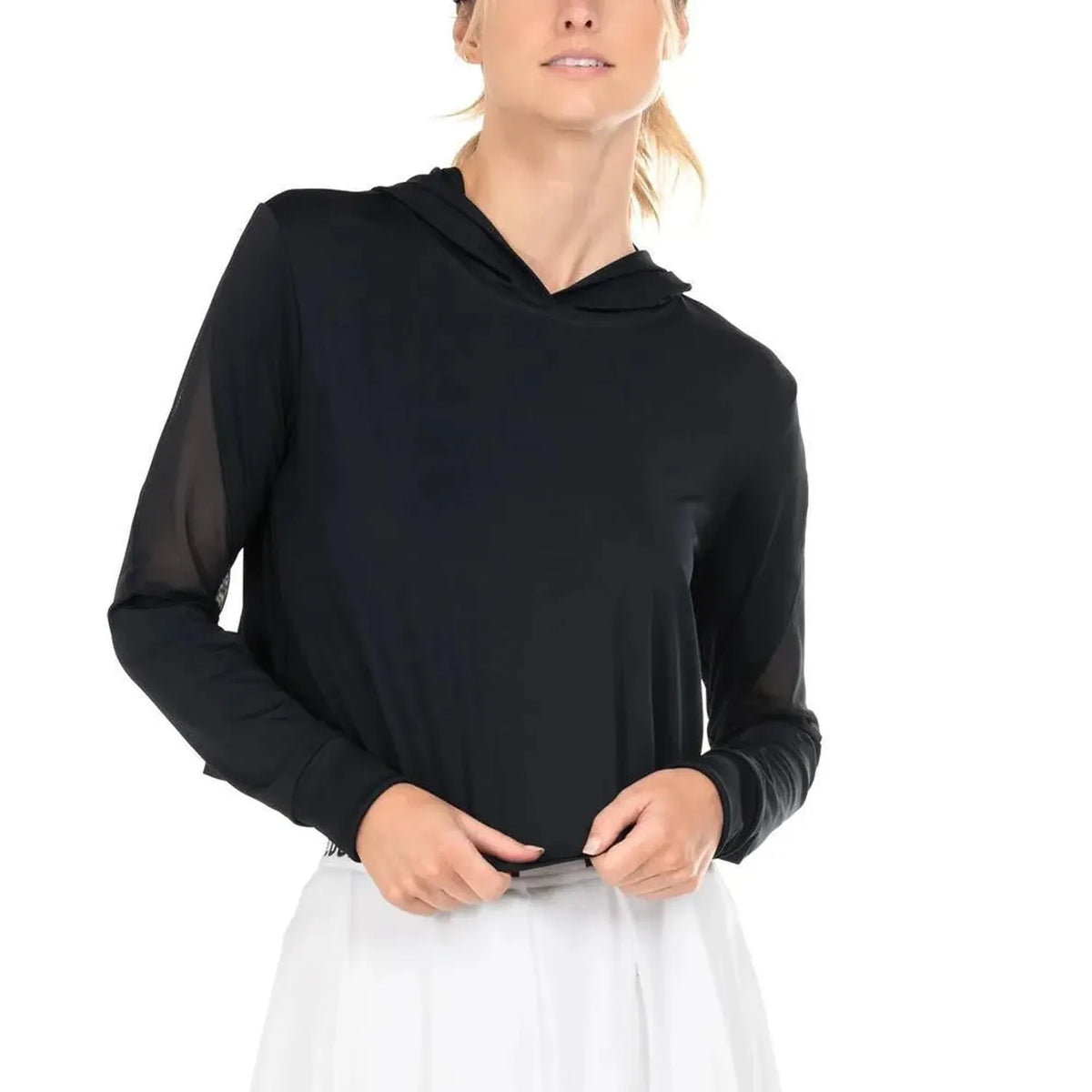 Women's Cindy Crop Tennis Hoodie-Apparel-Lucky In Love-108421-001_BLACK-L-Tennis Express