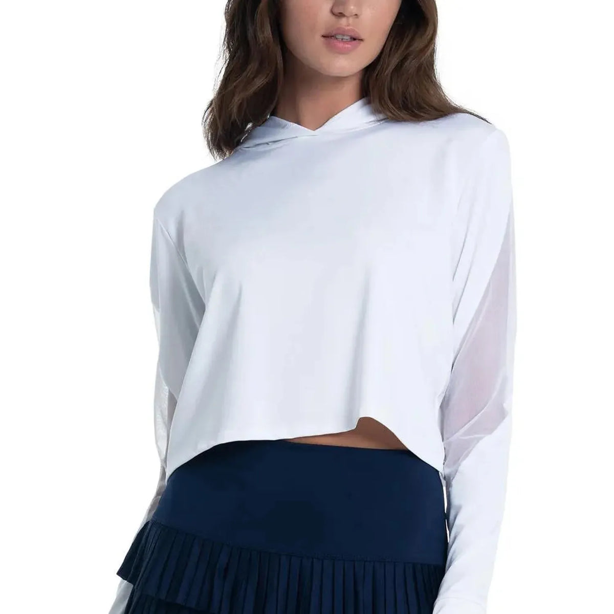 Women's Cindy Crop Tennis Hoodie-Apparel-Lucky In Love-108421-110_WHITE-L-Tennis Express
