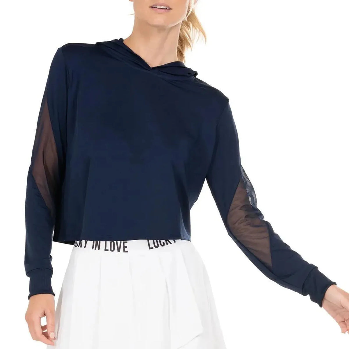 Women's Cindy Crop Tennis Hoodie-Apparel-Lucky In Love-108421-401_MIDNIGHT-L-Tennis Express